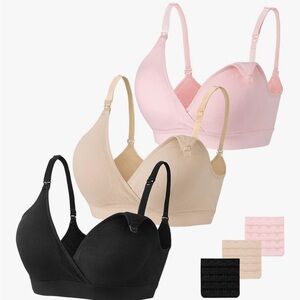 Nursing & Mobile Pumping Bra Set - Black, Pink, Tan